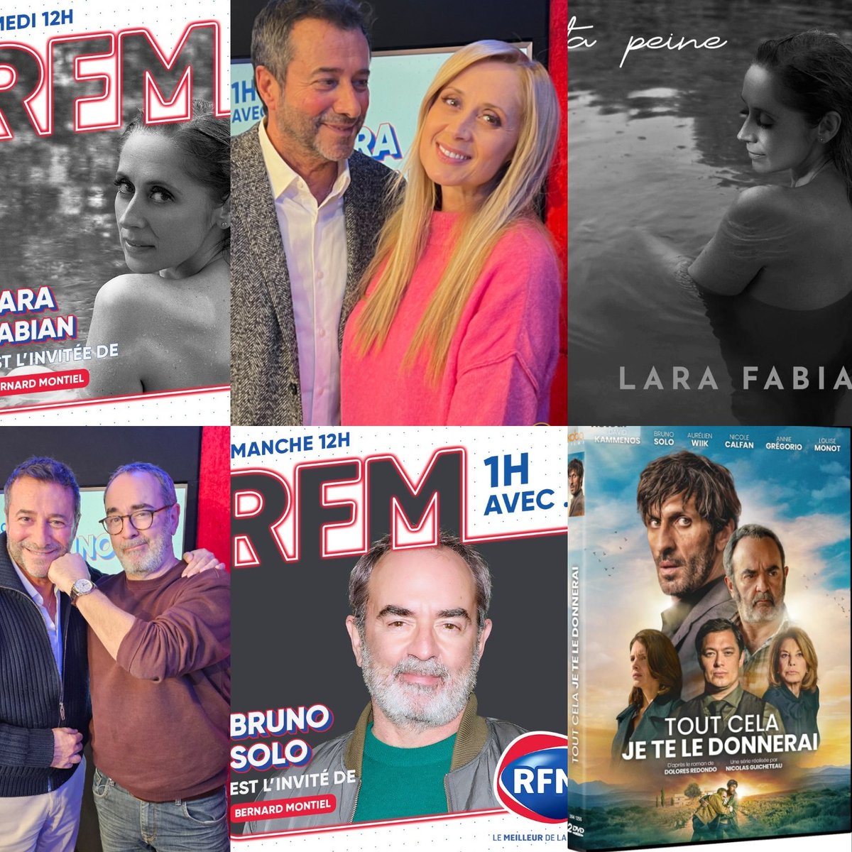 bernard_montiel's tweet photo. Mes prestigieux invité.e.s du week-end @RFMFrance Samedi 12h retour de @LFabianOfficial avec un titre voué au succès " TA PEINE" ET DIMANCHE 12H UN THRILLER PASSIONNANT ' tout cela je te le donnerai" avec #BRUNOSOLO #RFM #LARAFABIAN #LEMEILLEURDELAMUSIQUE ET #DIMANCHE #BrunoSolo. https://t.co/C13Qmf3Gr0