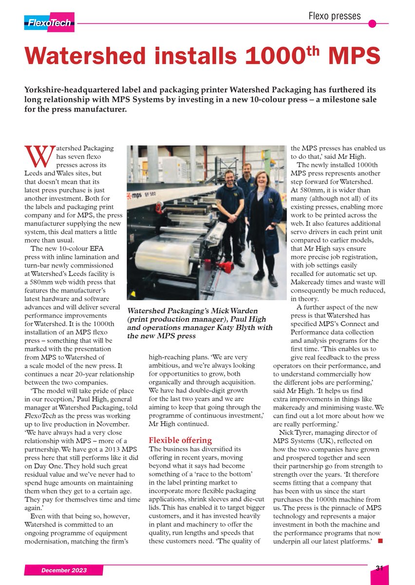 ROTOCON_'s tweet image. Watershed Packaging installs 1000th MPS! 🎉

Read the full article: loom.ly/mj8TU3I

#ROTOCON #MPSsystems #FlexoTech #flexoprinting #labelprinting #ConnectToGrow