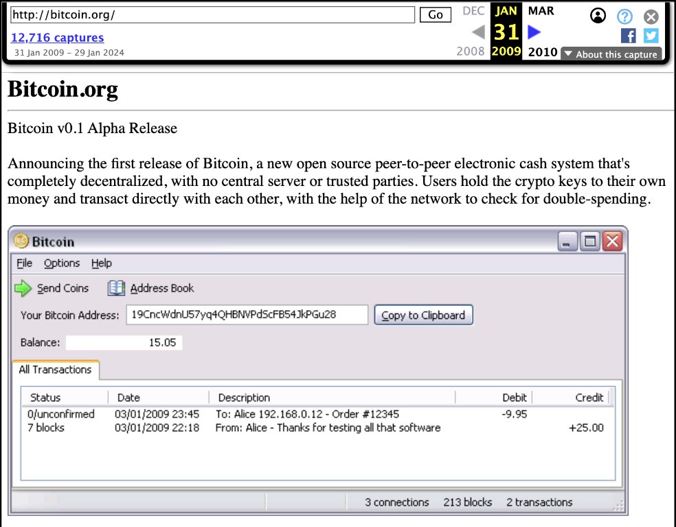 pete_rizzo_'s tweet photo. ✨ What the 1st #Bitcoin website looked like when the price was $0, exactly 14 years ago 

No gimmicks, no marketing, just free code 💫 https://t.co/nSnbbwRyYM