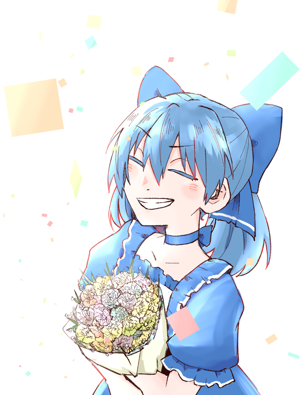 チルノ(東方Project) 「幸あれ#ちーあーと 」|音流華のイラスト