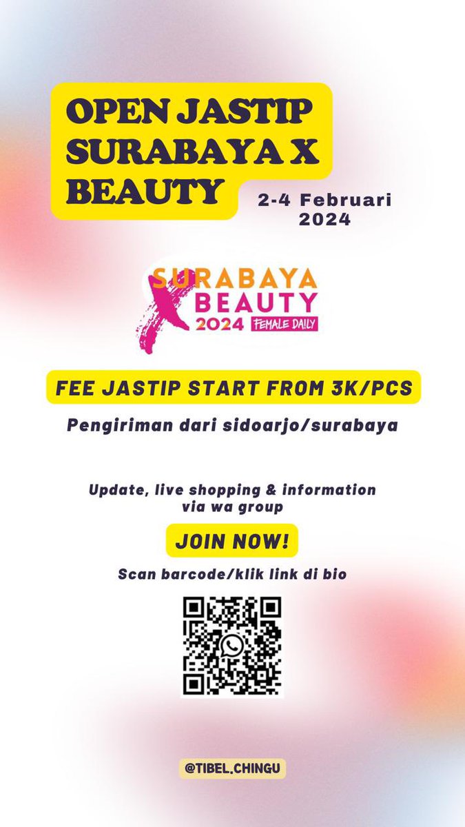 8002things's tweet photo. Gaiss, aku masih open jastip yaaa. Yang mau nitip beli/mantengin sale cus langsung join grup ajaa, aku update tiap hari💗 hari h bakalan ada live shopping juga! 

https://t.co/ZiFcdRrxUo…

t. surabayaxbeauty jastip sbyxbeauty sxb 2024 promo #zonauang #zonajajan https://t.co/VW8ApCsdMN