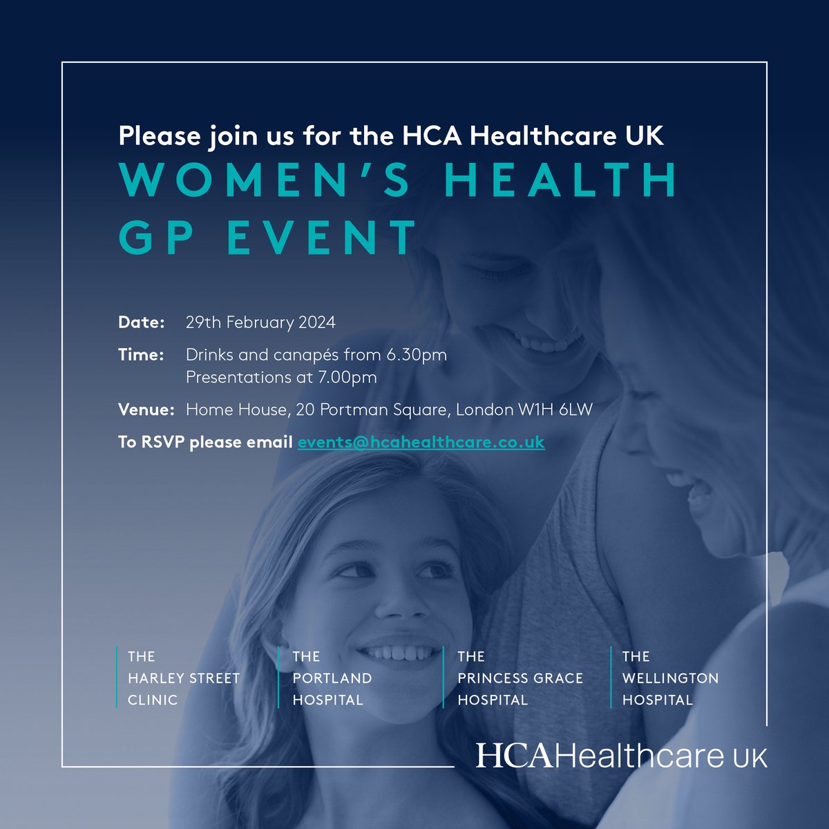 The Wellington Hospital (@wellingtonhosp) on Twitter photo Please join us for an upcoming in-person event covering a range of women's health topics.
📅 Thursday, 29th February 2024
⏰ 6:30pm
📍 Home House
You must RSVP to this event. To do so, please email: events@hcahealthcare.co.uk Please join us for an upcoming in-person event covering a range of women's health topics.
📅 Thursday, 29th February 2024
⏰ 6:30pm
📍 Home House
You must RSVP to this event. To do so, please email: events@hcahealthcare.co.uk