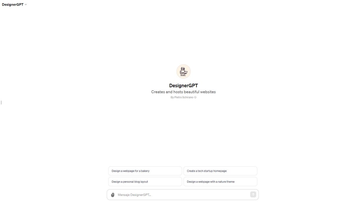 ¡Fantástico este GPT!

¿Alguna vez habéis querido crear un sitio web a partir de alguna idea que tuviérais en mente? 

¡DesignerGPT puede! Sólo necesitamos dar una idea y nos creará un sitio web básico en segundos.