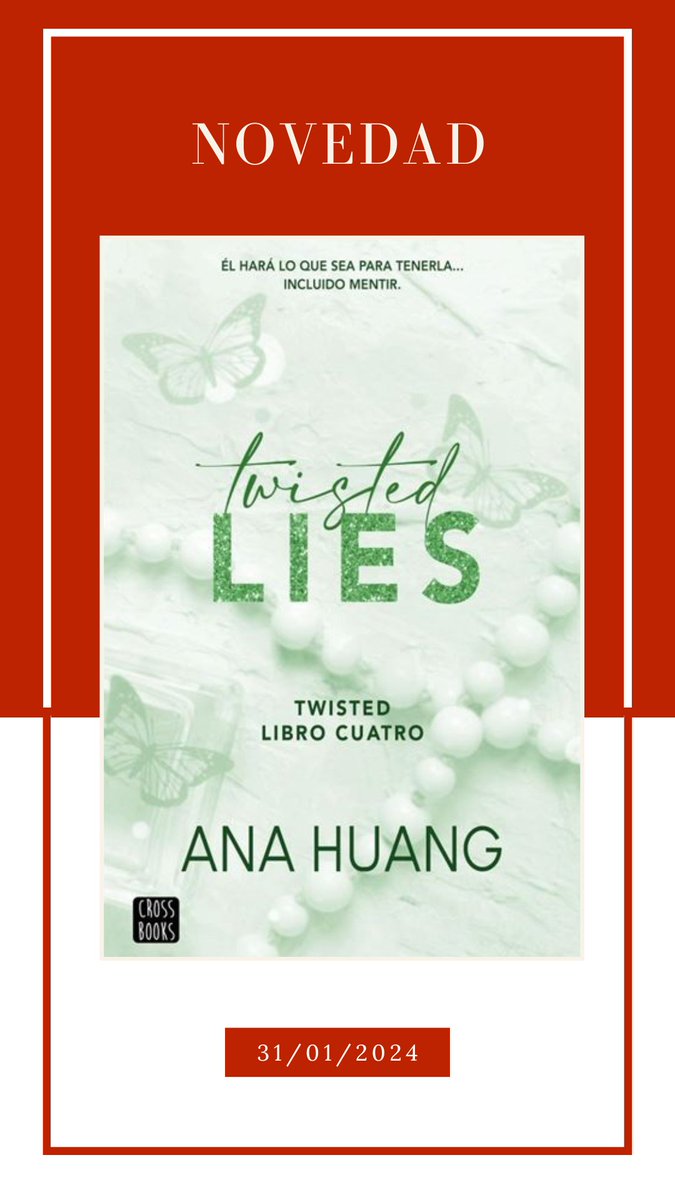 Lecturalia's tweet photo. #NovedadesLiterarias 🆕

📅 31/01/2024

📙 “La transmisión del sabor” de Bill Buford
📔 “Todos los lugares que mantuvimos en secreto” de Inma Rubiales
📓 “Twisted Lies” de Ana Huang (Twisted 4) https://t.co/pM8uHTbTp6