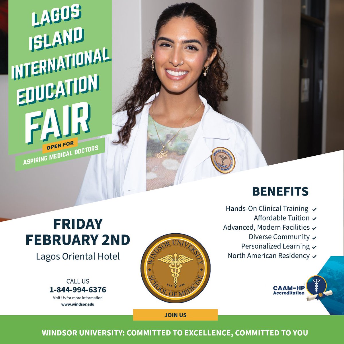 WUSOM's tweet photo. Join Us at the Lagos Island International Education Fair on February 2nd! 📚✈️ If you've ever dreamt of pursuing a career in medicine, this is your opportunity!

#LagosEducationFair #WindsorMedicalSchool #CareerInMedicine #FutureDoctors #MedicalSchool https://t.co/dcVhBeSBxA