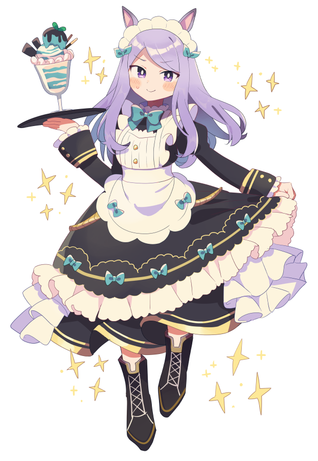 mejiro mcqueen (umamusume) 1girl animal ears horse ears solo long hair maid headdress purple eyes  illustration images