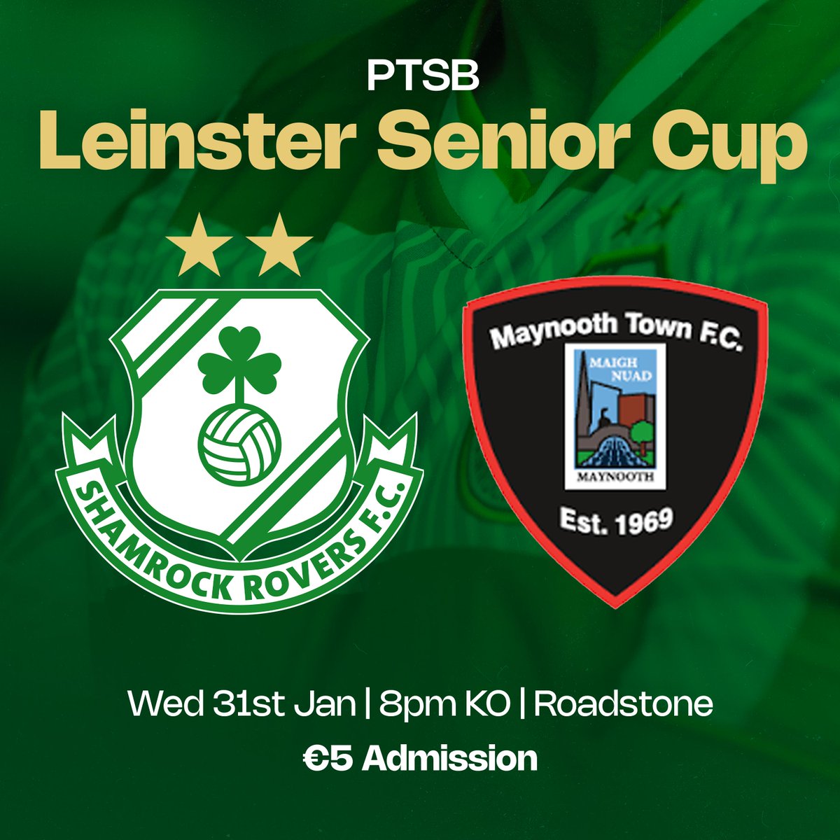 ShamrockRovers's tweet photo. 🟢 𝐌𝐀𝐓𝐂𝐇𝐃𝐀𝐘 ⚪️

🆚 Maynooth University Town
🏆 PTSB Leinster Senior Cup
📍 Roadstone
⌚️ 8pm
🎟️ €5 at the gate https://t.co/M9f3OCShJD