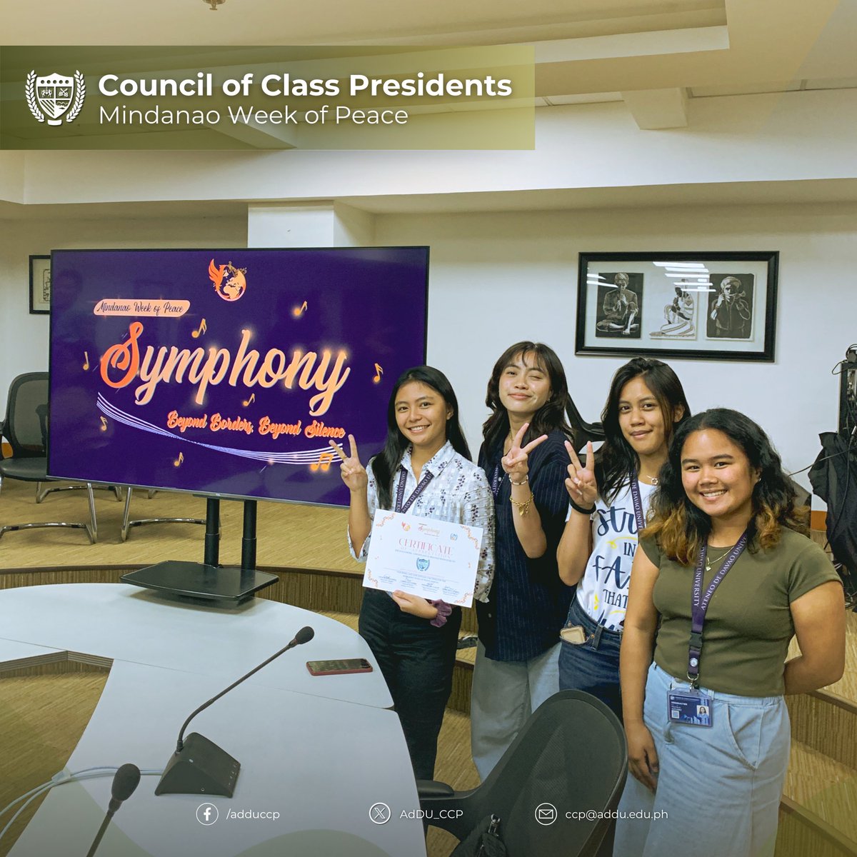AdDU_CCP's tweet photo. But that's not all – they've also participated in the success of the Mindanao Week of Peace celebration on January 27, 2024! ✨

Alongside every Atenean, the CCP is charging full steam ahead into a new dawn!

Sama-sama nating salubungin ang bukang liwayway. 💛 https://t.co/yYNpqub2sr