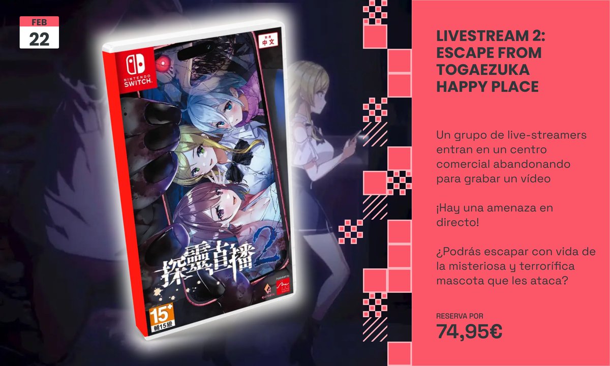 xtralife_es's tweet photo. Unas live-streamers entran en un centro comercial abandonando para grabar un vídeo en #Livestream2: Escape from Togaezuka Happy Place😱
¡Hay una amenaza en directo!📹
¿Podrás escapar de la terrorífica mascota que les ataca reservándolo por 74,95 €?🧸
https://t.co/ZZZldIvVOK https://t.co/umCxGioKZW