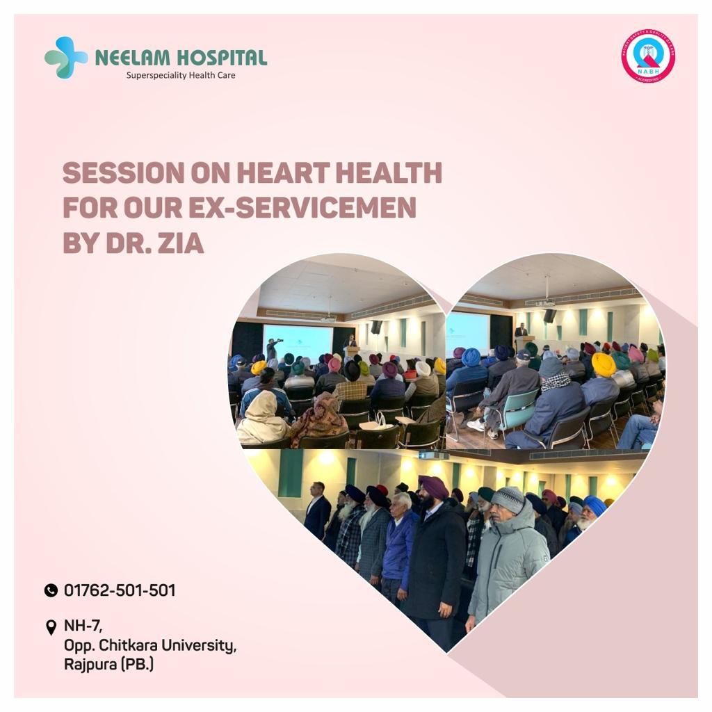 An #awarenesssession on #cardiology for ECHS card members was held where Dr Zia Abdullah (#Cardiologist) touched on many topics related to heart’s #health. On the occasion, queries of ex-servicemen were answered. Such #sessions are held regularly at Neelam Hospital.