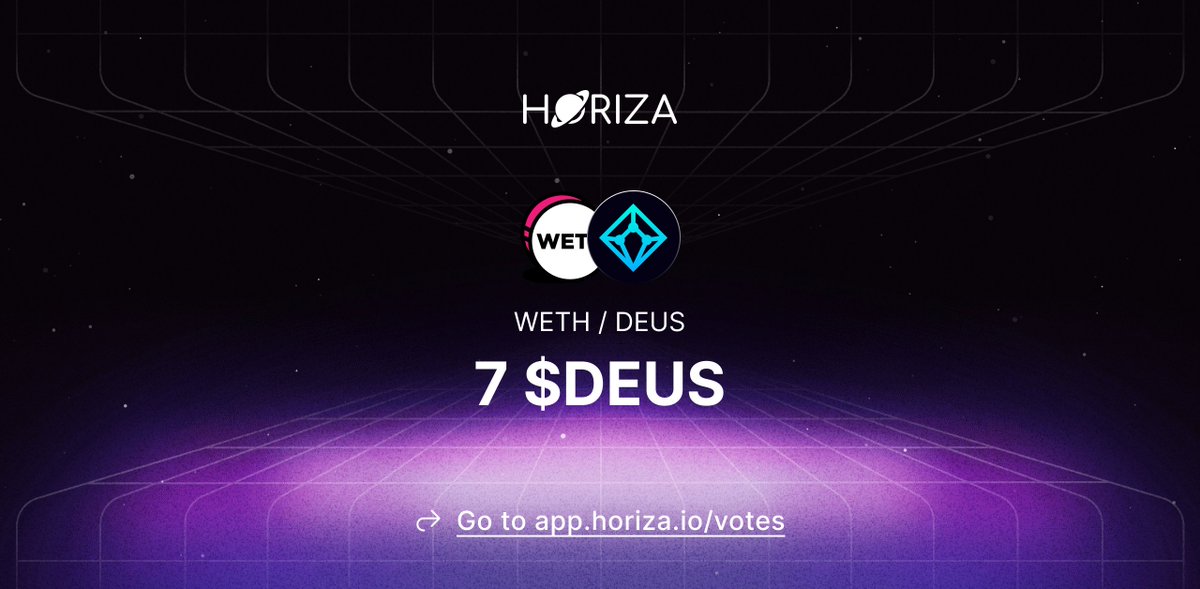 7 $DEUS (~$0.3k) from <a href="/DeusDao/">DEUS</a> added to bribe for $WETH / $DEUS pair.

Check all the latest bribes at
app.horiza.io/votes