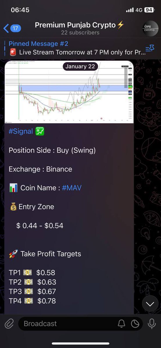Mandeepjawandhe's tweet image. Nailed $MAV In Premium Price Hit $0.715 🚀

✅ 120% Profit in the pocket 

🥳 Our $MAV premium signal is shining in the Top Gainers 

🚀First Target Hit💥
🚀Second Target Hit💥
🚀Third Target Hit💥

Never miss any pump with 
#premiumsignals ⚡️
#Mav #bitcoin #crypto #coin
