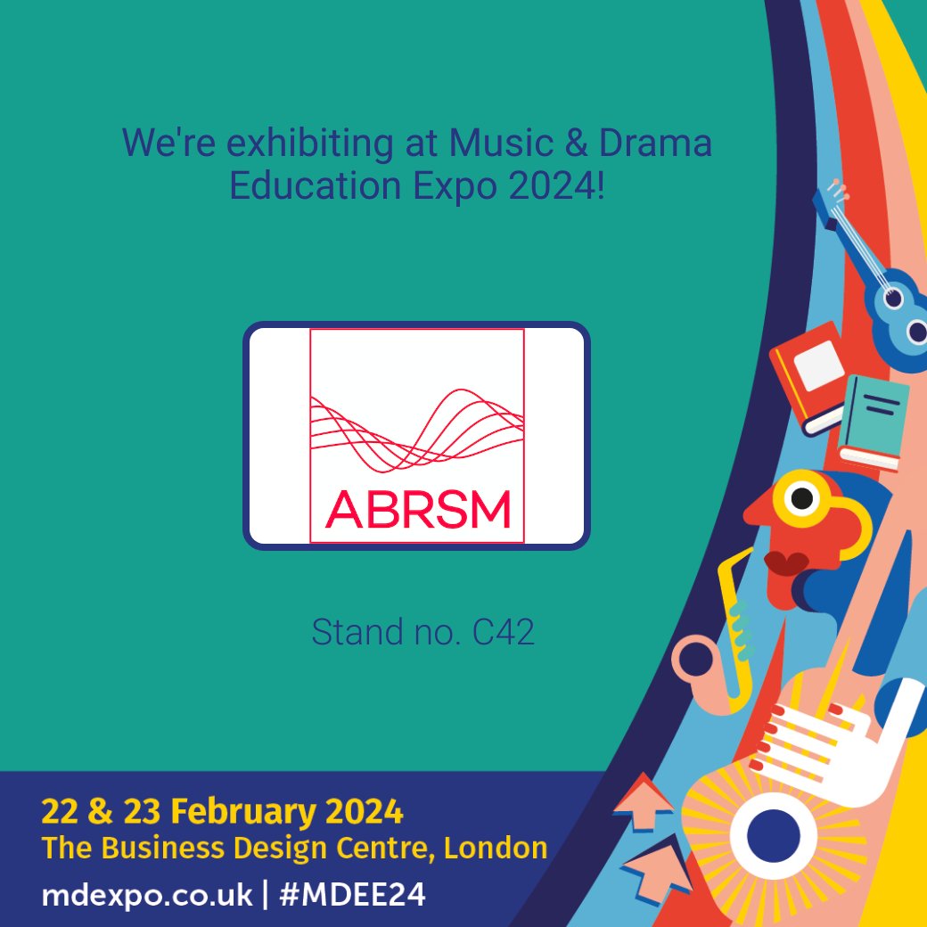 We're delighted to be returning to Music & Drama Expo on 22 and 23 February! 💥 Come and chat to our friendly team for all the latest ABRSM news. There may even be a few freebies going... See you at stand C42! #MDEE24