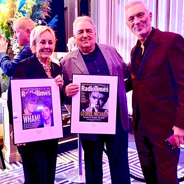 Last night at the Radio Times covers party at Claridges. Wham! got a cover when Simon Halfon's great film about them was released. And George got one when my film about him was shown on Channel 4. Lovely to see Shirley and Martin Kemp there.