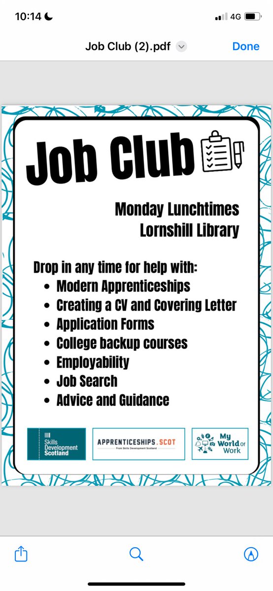 Lornshill Academy Job Club starting Monday 5th February!