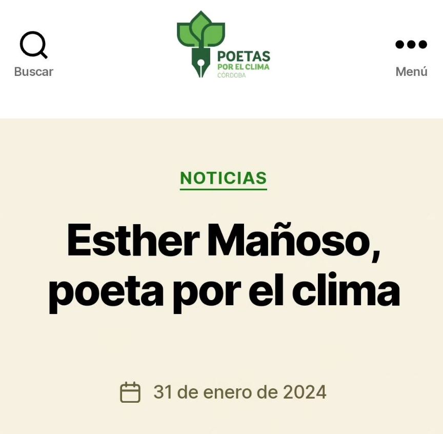 PoetasxClima's tweet photo. Esther Mañoso se suma al manifiesto "Poetas por el Clima".
¡Bienvenida!
#poetasporelclima #adhesiones #CordobaEsp https://t.co/ionKQDUnka