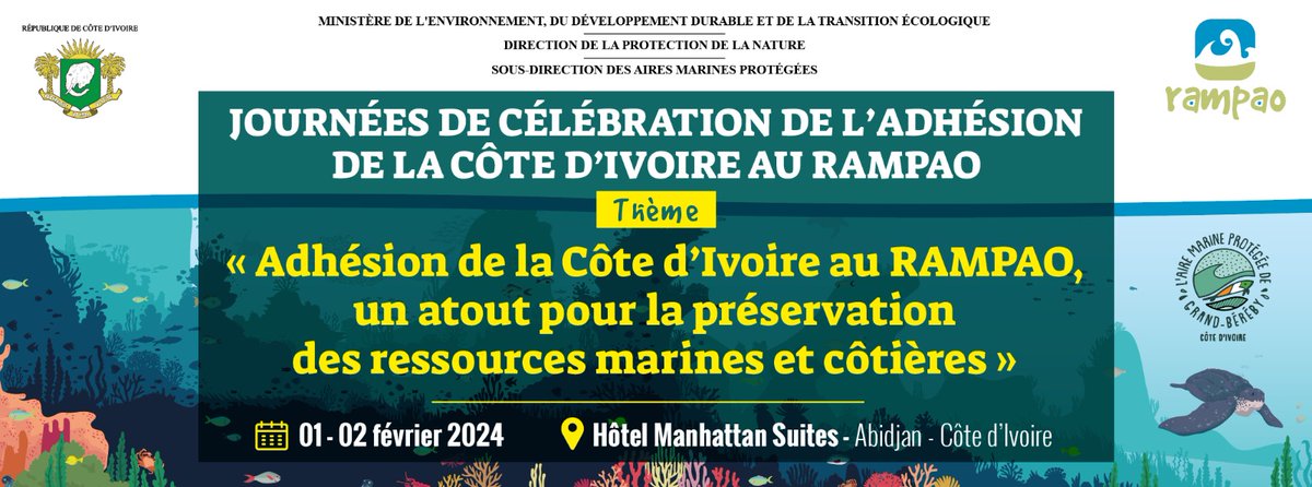 rampao_network's tweet photo. 📍 To mark World Wetlands Day on February 2 each year, the  West Africa Marine Protected Areas Network  (#RAMPAO), in collaboration with the Ministry of the Environment, Sustainable Development and Ecological Transition, is delighted to celebrate the integration of Côte d'Ivoire into the Network on February 1st and 2nd.  💫
Several information, awareness-raising and environmental education activities are planned in Abidjan, as well as in the Grand-Bereby MPA. Wetlands are essential ecosystems that play a vital role for the planet. They are home to a wide variety of plant and animal species, and contribute to climate regulation.🔖
Côte d'Ivoire's membership of RAMPAO will enable the country to benefit from the network's expertise and support for the sustainable management of marine and coastal species. 
-----
A l’occasion de la Journée mondiale des Zones Humides célébrée le 2 février de chaque année, le Réseau régional d’Aires Marines Protégées en Afrique de l'Ouest (#RAMPAO) est ravis de solenniser les 1 et 2 février prochain, l'intégration de la Côte d'Ivoire au sein du Réseau en collaboration avec le Ministère Environnement, Développement Durable et Transition Ecologique 

Plusieurs activités d’information, de sensibilisation et d’éducation environnementale sont prévues à Abidjan mais aussi dans l’#AMP Grand-Bereby. Les zones humides sont des écosystèmes essentiels qui jouent un rôle vital pour la planète. Elles abritent une grande diversité d'espèces végétales et animales, et contribuent à la régulation du climat.🟢

Faut-il le rappeler, l'adhésion de la Côte d'Ivoire au RAMPAO permettra au pays de bénéficier de l'expertise et du soutien du réseau pour la gestion durable des espèces marines et côtières. 
-----
#JourneeDesZonesHumides #Environnement #WorldWetlandsDay2024 #RAMPAO #GrandBereby #AMP