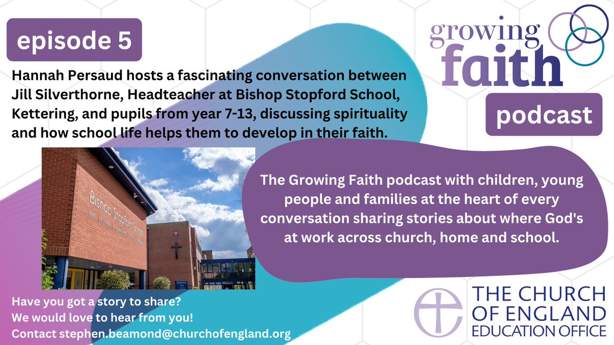 Episode 5 of the Growing Faith podcast is out now! 

In this episode, Headteacher Jill Silverthorne asks pupils from years 7-13 what spirituality means to them.

Click here open.spotify.com/episode/2yYSEN… to listen to this powerful and thought-provoking conversation.