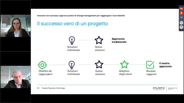 ArmidaConte's tweet photo. #ChangeManagement | @aceleroni, CM Practice Manager, ci parla dell’approccio di @Atlantic_Techn che mette al centro le persone e gli obiettivi da raggiungere per il successo di un progetto di #trasformazionedigitale👇

#AtlanticWebinar https://t.co/5Dp9UANCUJ