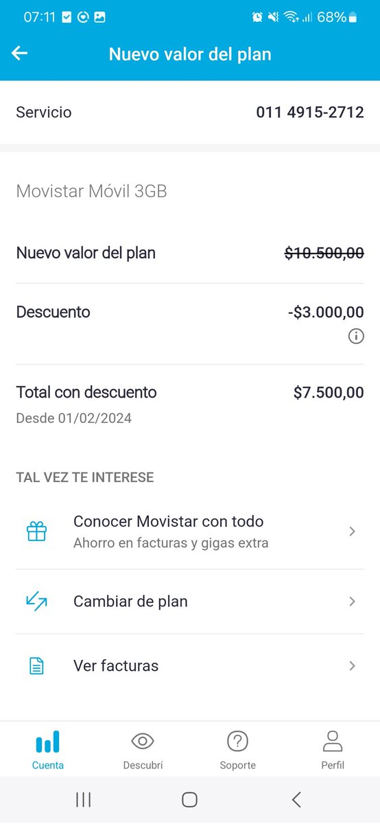 DaniRobertaOk's tweet photo. @MovistarArg ya estoy cansada de sus aumentos y mentiras. El mes pasado me comuniqué para solicitar la baja y me ofrecieron $ 1.000 de descuento extra para que me quede. Ayer me enviaron un aumento encubierto adentro de la app, donde ni siquiera me aplican el descuento del plan. https://t.co/AA882IJS8S