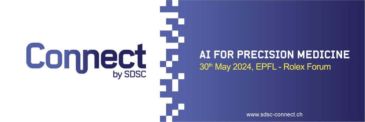 Swiss Data Science Center (@sdscdatascience) on Twitter photo Save the date for the upcoming SDSC-Connect event on AI for Precision Medicine - EPFL, Rolex Learning Center, May 30, 2024.
Info: sdsc-connect.ch Save the date for the upcoming SDSC-Connect event on AI for Precision Medicine - EPFL, Rolex Learning Center, May 30, 2024.
Info: sdsc-connect.ch