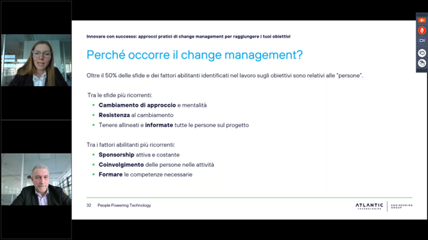 ArmidaConte's tweet photo. “Tra le sfide che ostacolano il raggiungimento degli obiettivi, oltre il 50% si riferisce alla sfera delle persone: la mentalità, la resistenza al cambiamento e la difficoltà di tenere allineate le persone.” - Laura Racchetti, CM consultant, @Atlantic_Techn 

#changemanagement https://t.co/MFIk7RmH6S