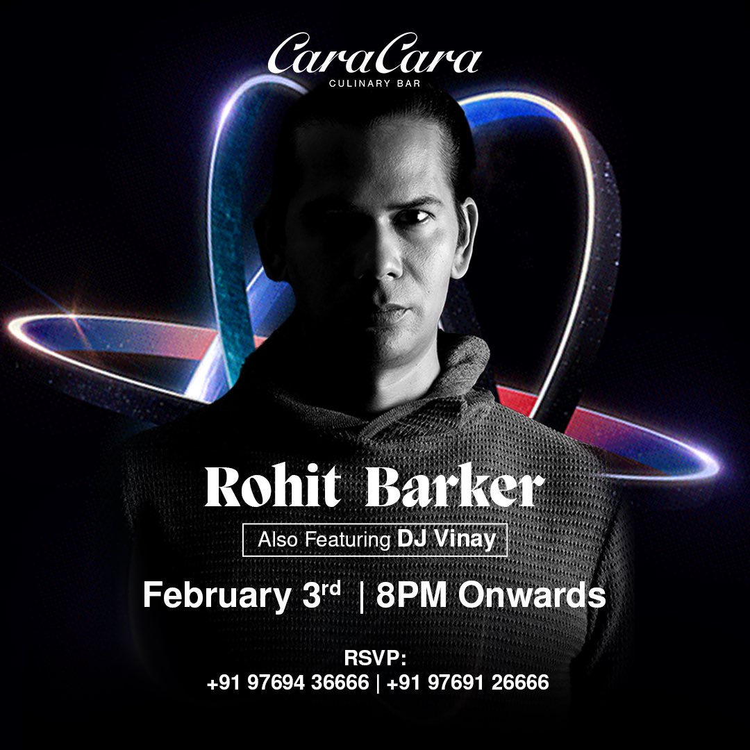 It’s always a riot when Rohit Barker takes over the decks. Get ready for a bouncy set of house music all night long at CaraCara, #Hyderabad. 

It’s gonna be 🔥🔥