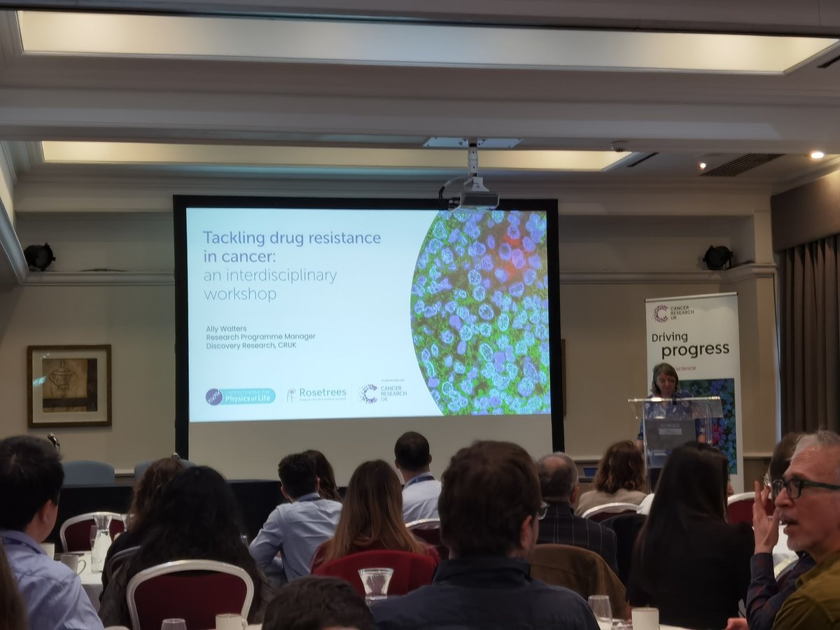 Looking forward to the Tackling #DrugResistance in #cancer workshop and learning about the novel approaches from the interdisciplinary field. Mechanisms of resistance, monitoring resistance, develop therapies that tackle resistance <a href="/CRUKresearch/">Science and Innovation at Cancer Research UK</a>