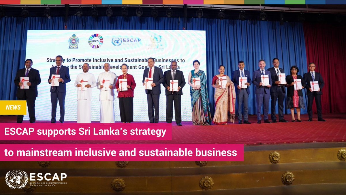Today, #SriLanka 🇱🇰 launches Strategy for Inclusive &amp; Sustainable Businesses with <a href="/UNESCAP/">United Nations ESCAP</a> and <a href="/UNSriLanka/">UN in Sri Lanka</a>.

The plan aims to shape an inclusive, sustainable and resilient system in core economic sectors.

For more visit ➡️ bit.ly/4bg30Bc 

#SDGs