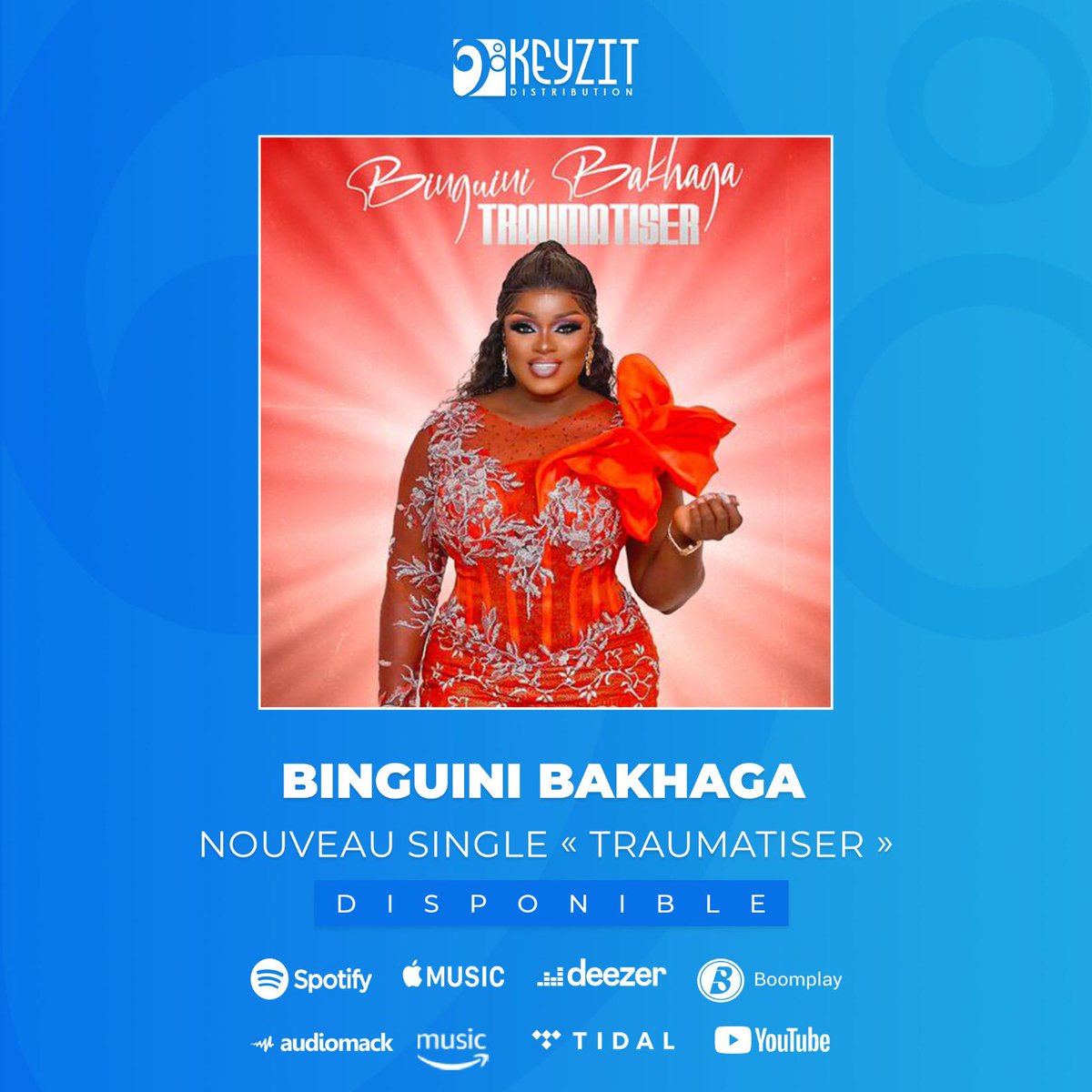 KeyzitMali's tweet photo. Le nouveau single "TRAUMATISER" de la reine keit @BinguiniBakhaga avec plus de 2,8 millions de vues sur YouTube est aussi disponible sur toutes les plateformes de streaming et de téléchargement légal !
🎶 https://t.co/tZYsHF0KV0
#BinguiniBakhaga #Traumatiser #KeyzitDistribution https://t.co/iXJAqnuj3A