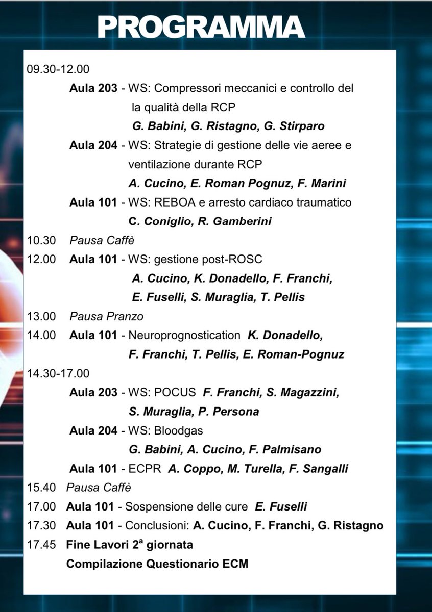 alberto cucino (@alberto_cucino) on Twitter photo 📣Corso di aggiornamento sull’arresto a cardiaco SITI! 22-23 marzo! <a href="/ApssTn/">Azienda provinciale per i servizi sanitari Trento</a> e <a href="/UniTrentoCISMed/">CISMed UniTrento</a> non mancate! Tutto ciò che vorreste sapere e saper fare per i pazienti con arresto cardiaco, dall’extraH alla UTI! <a href="/giuristagno/">Giuseppe Ristagno</a> <a href="/GicoBellani/">Giacomo Bellani</a> <a href="/ErikRomanPognuz/">Number 8</a> <a href="/KatiaDonadello/">Katia Donadello</a> <a href="/carlo/">carlo (10minute Version)</a> 📣Corso di aggiornamento sull’arresto a cardiaco SITI! 22-23 marzo! <a href="/ApssTn/">Azienda provinciale per i servizi sanitari Trento</a> e <a href="/UniTrentoCISMed/">CISMed UniTrento</a> non mancate! Tutto ciò che vorreste sapere e saper fare per i pazienti con arresto cardiaco, dall’extraH alla UTI! <a href="/giuristagno/">Giuseppe Ristagno</a> <a href="/GicoBellani/">Giacomo Bellani</a> <a href="/ErikRomanPognuz/">Number 8</a> <a href="/KatiaDonadello/">Katia Donadello</a> <a href="/carlo/">carlo (10minute Version)</a>