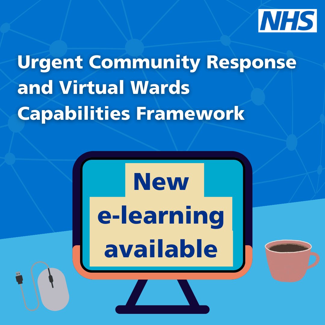 NHSEnglandCHS's tweet photo. Now available: new e-learning supporting @skillsforhealth #UrgentCommunityResponse and #VirtualWards Capabilities Framework

The e-learning offers related training, best practice, and practical examples from across the country.
https://t.co/mkCV83Gc4x https://t.co/Oxt3P2zMwB