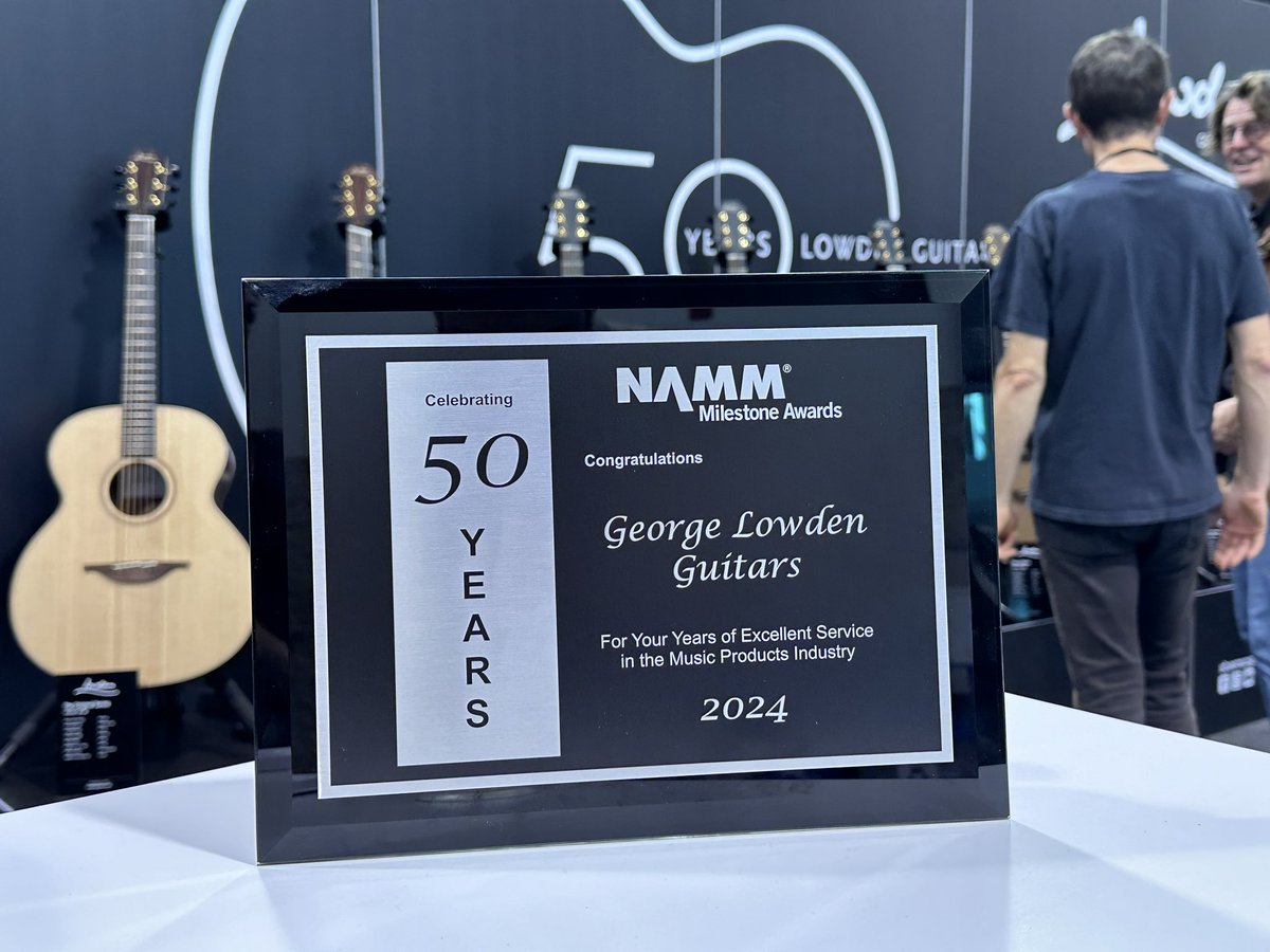 A proud NAMM Show team having collected our award recognising 50 years of Lowden Guitars. Established in 1974, we are excited to share our plans as we enter a year long celebration of craftsmanship, tradition and making music history. #namm #namm2024