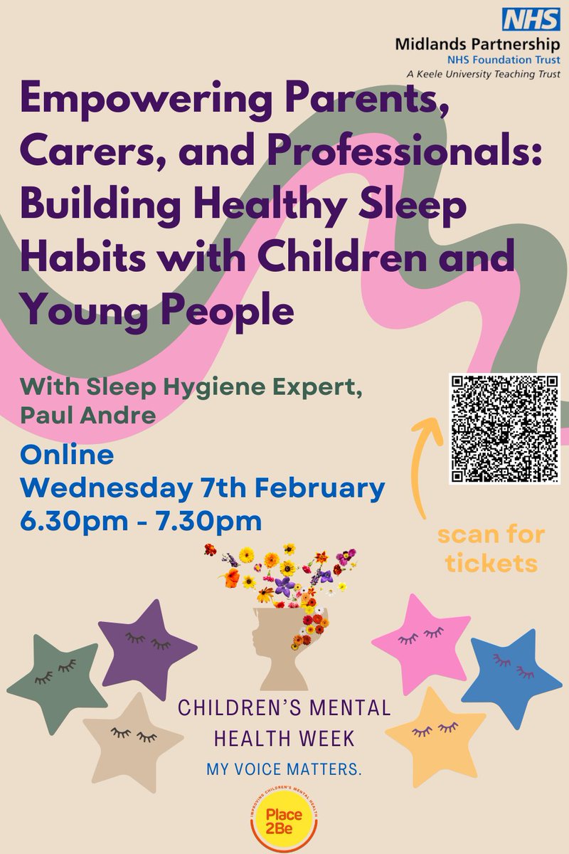 CYP Mental Health Participation Team (@mhparticipation) on Twitter photo Supporting a child or young person with their mental health? Join us next Wednesday for a sleep hygiene webinar presented by sleep expert Paul Andre. We'll equip you with knowledge to help your young person achieve healthy sleep patterns. ticketsource.co.uk/mpft-participa…
#CMHW #sleepwell Supporting a child or young person with their mental health? Join us next Wednesday for a sleep hygiene webinar presented by sleep expert Paul Andre. We'll equip you with knowledge to help your young person achieve healthy sleep patterns. ticketsource.co.uk/mpft-participa…
#CMHW #sleepwell