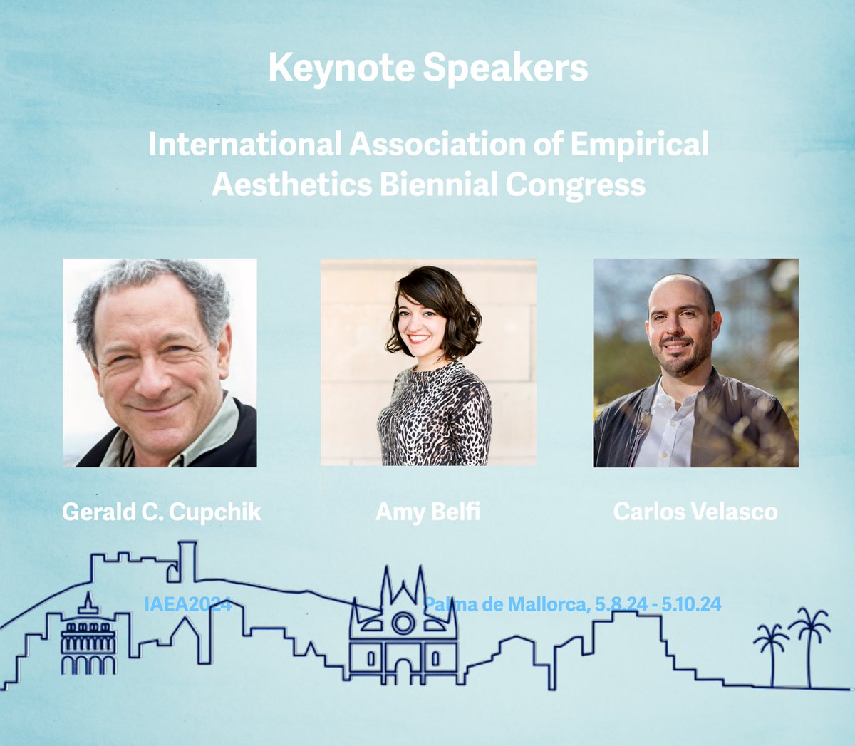 IAEA Palma 2024 (@iaeapalma2024) on Twitter photo 📢 #IAEA2024 is taking shape! We are happy to announce that Gerald Cupchik, @amy_belfi & <a href="/velascop/">Carlos Velasco</a> will be our keynote speakers 📝
See you all in Palma de Mallorca on 8-10 May 📆 #aesthetics
➡️ iaea2024.com/speakers 📢 #IAEA2024 is taking shape! We are happy to announce that Gerald Cupchik, @amy_belfi & <a href="/velascop/">Carlos Velasco</a> will be our keynote speakers 📝
See you all in Palma de Mallorca on 8-10 May 📆 #aesthetics
➡️ iaea2024.com/speakers