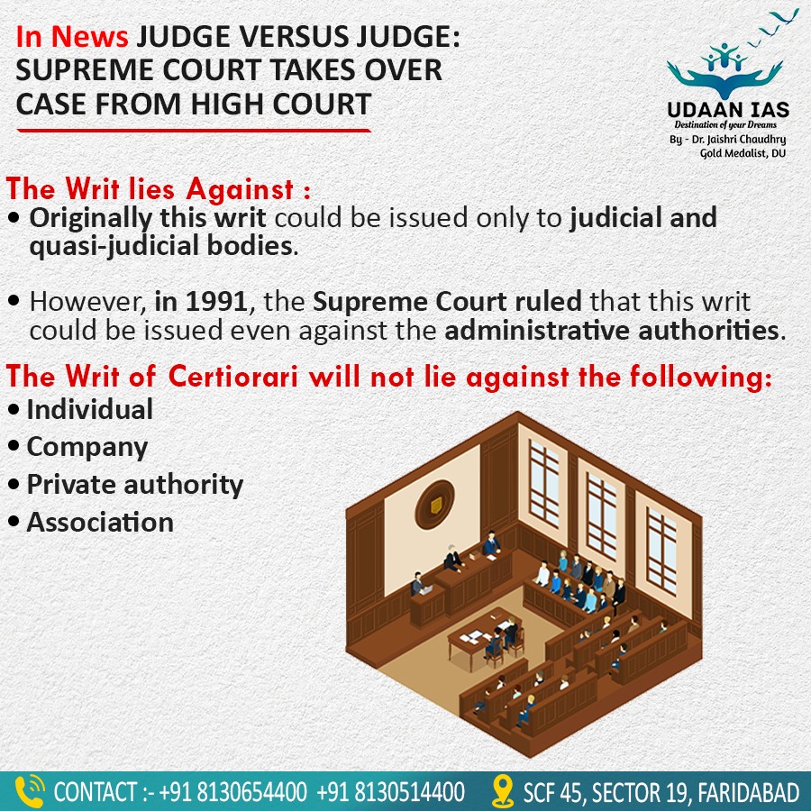 udaan_ias's tweet photo. JUDGE VERSUS JUDGE: SUPREME COURT TAKES OVER CASE FROM HIGH COURT #ias #ips #upsc #hcs #HAS #HPSC #HPPSC #CSIR #SO #ASO #UPPSC #DSSB #IB https://t.co/U2jJVh1xu3