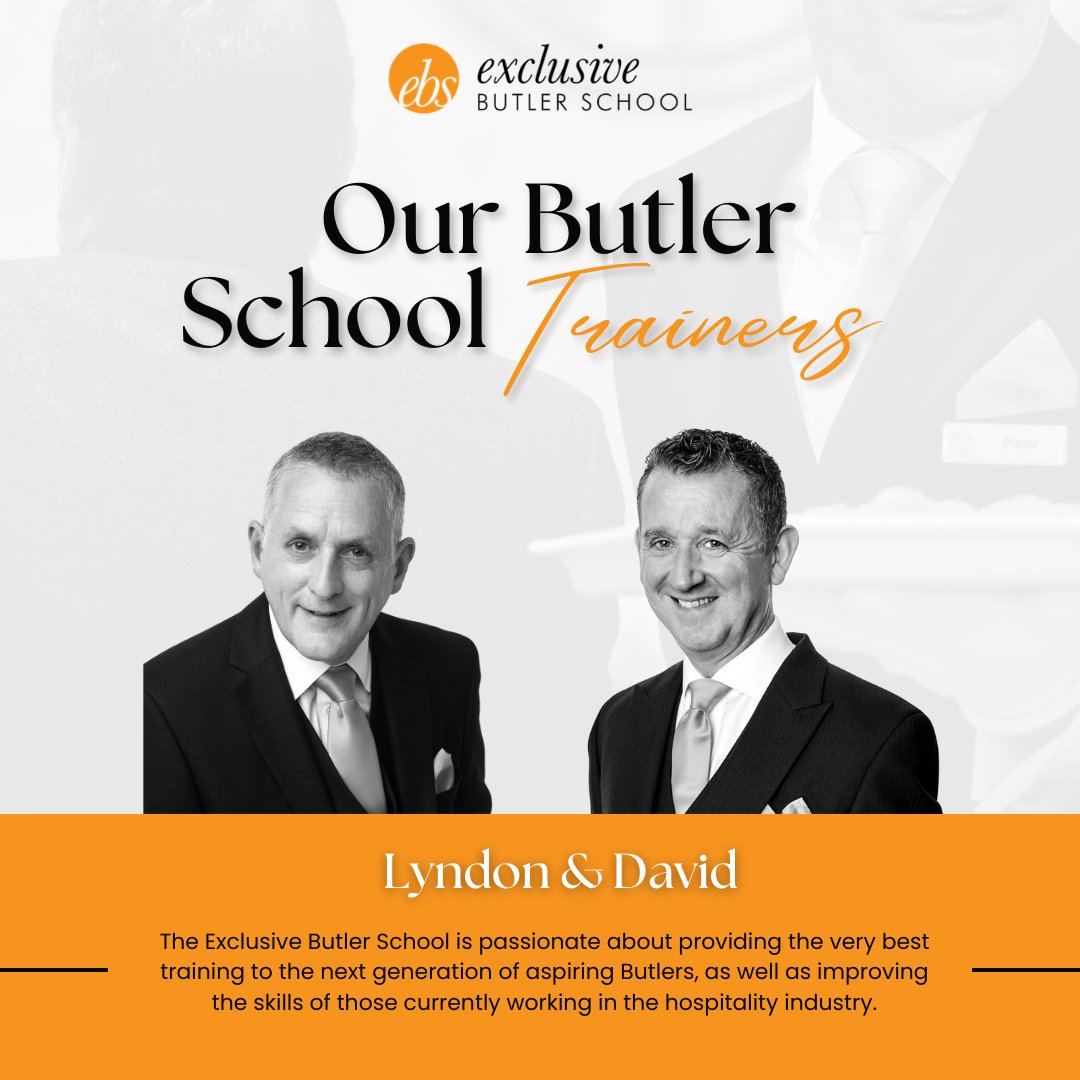 Our Butler School Trainers Lyndon & David! Please visit our website for more information: lnkd.in/gaKpb-M #butler #butlerschool #butlerjobs #butlertrainer #privatebutler #privatebutlerjobs #exclusivebutlerschool #privatebutlertrainers #ebs