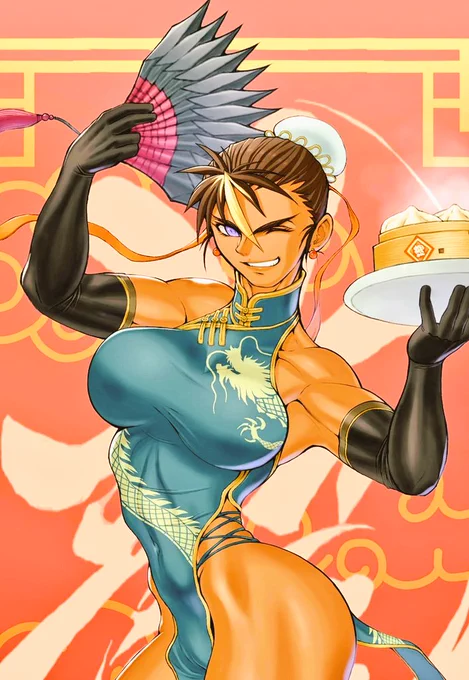 先日のチャイナドレス·アンジェラ。明日から2月ですが辰年仕様です。しかし30数年前にあのデザインをゲーム界に提唱したA先生はつくづく凄い。 
