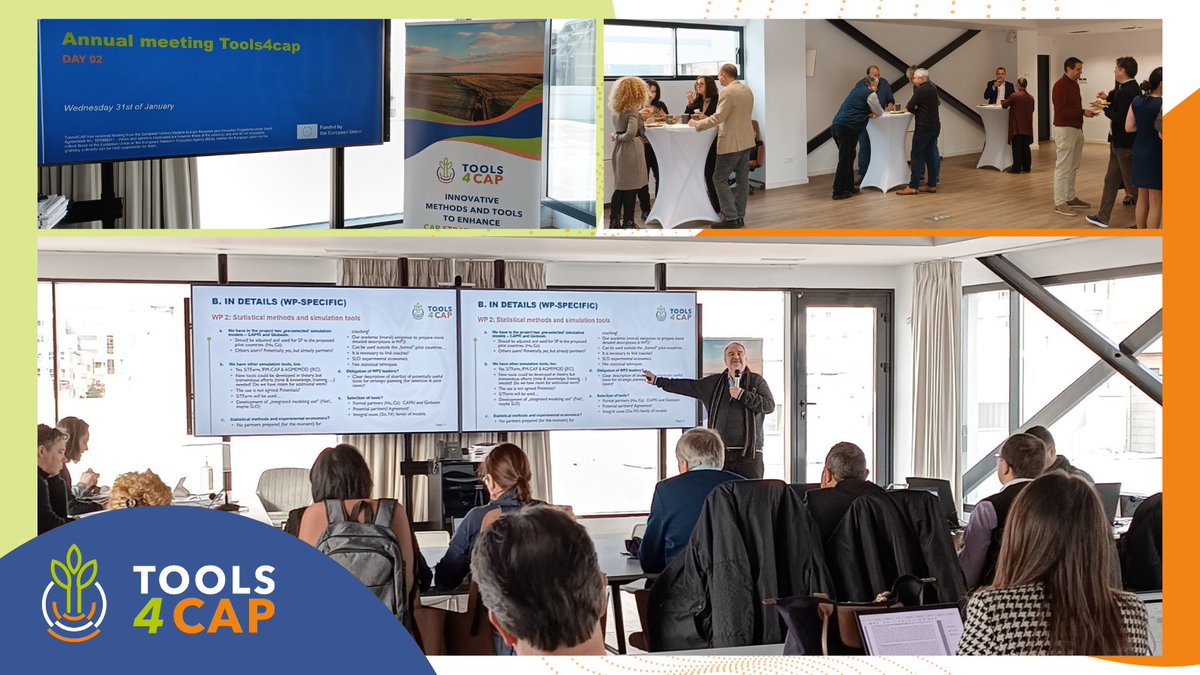 Day 2⃣ at the #Tools4CAP Annual Meeting is in full swing! 🚀

We explored Tools4CAP outputs in demonstration case studies 🔎 and engaged in group discussions to plan the development of 💡 innovative quantitative tools and co-design improved or new methods and tools.