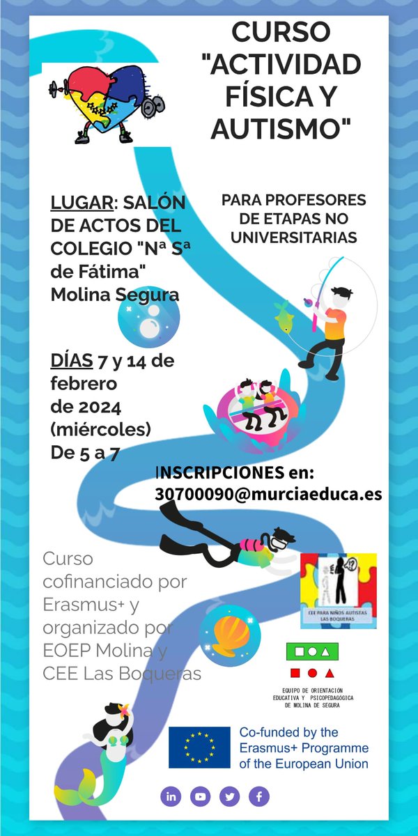 eoepmolina1's tweet photo. Inscríbete en el curso "ACTIVIDAD FÍSICA Y AUTISMO" https://t.co/RZQ7km9rGt