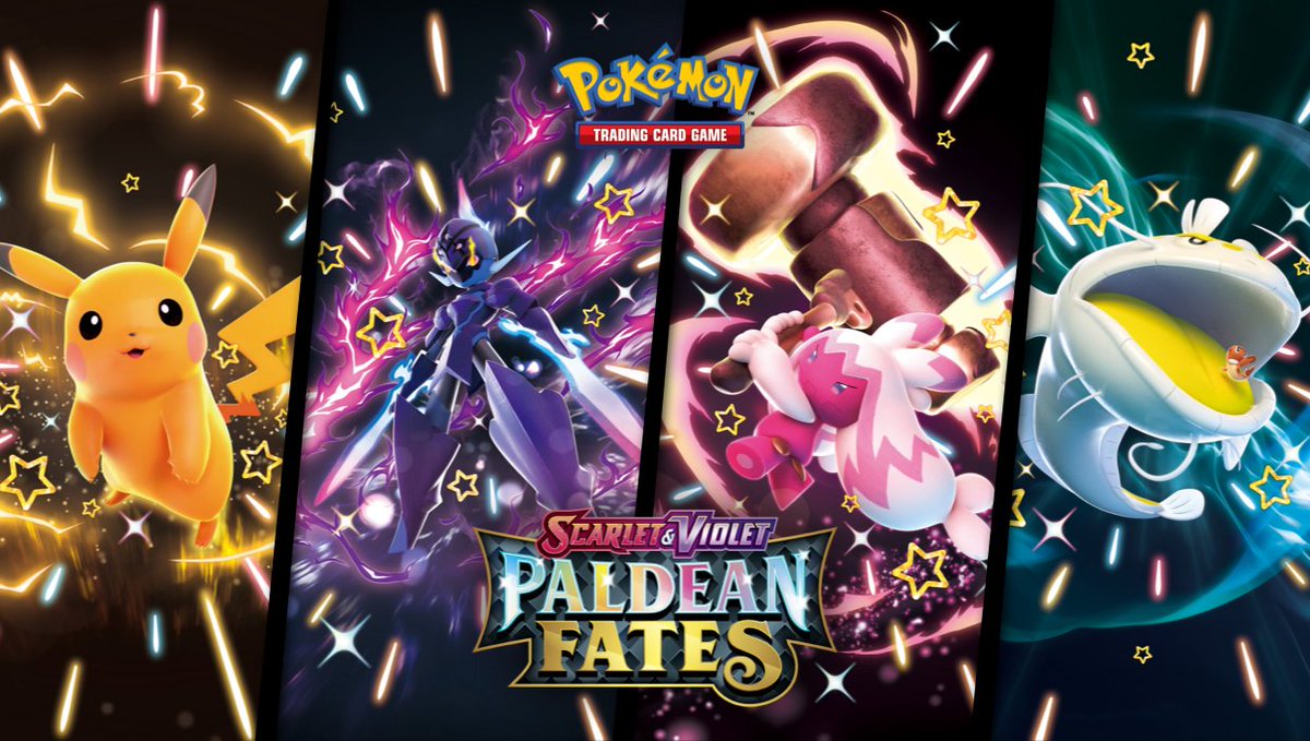 CardTradeIOM's tweet photo. Dive into Paldea! ✨ Shiny adventures &amp; powerful Pokémon await in Paldean Fates!

Shiny Spiritomb, Luxray &amp; MORE shine with new art!
New Crisis Shot attack! Atticus rewrites the game!
Charizard tins, starter collections &amp; more surprises! 

Find out more: https://t.co/5r0uEtzM45 https://t.co/3DNTGNzuUZ