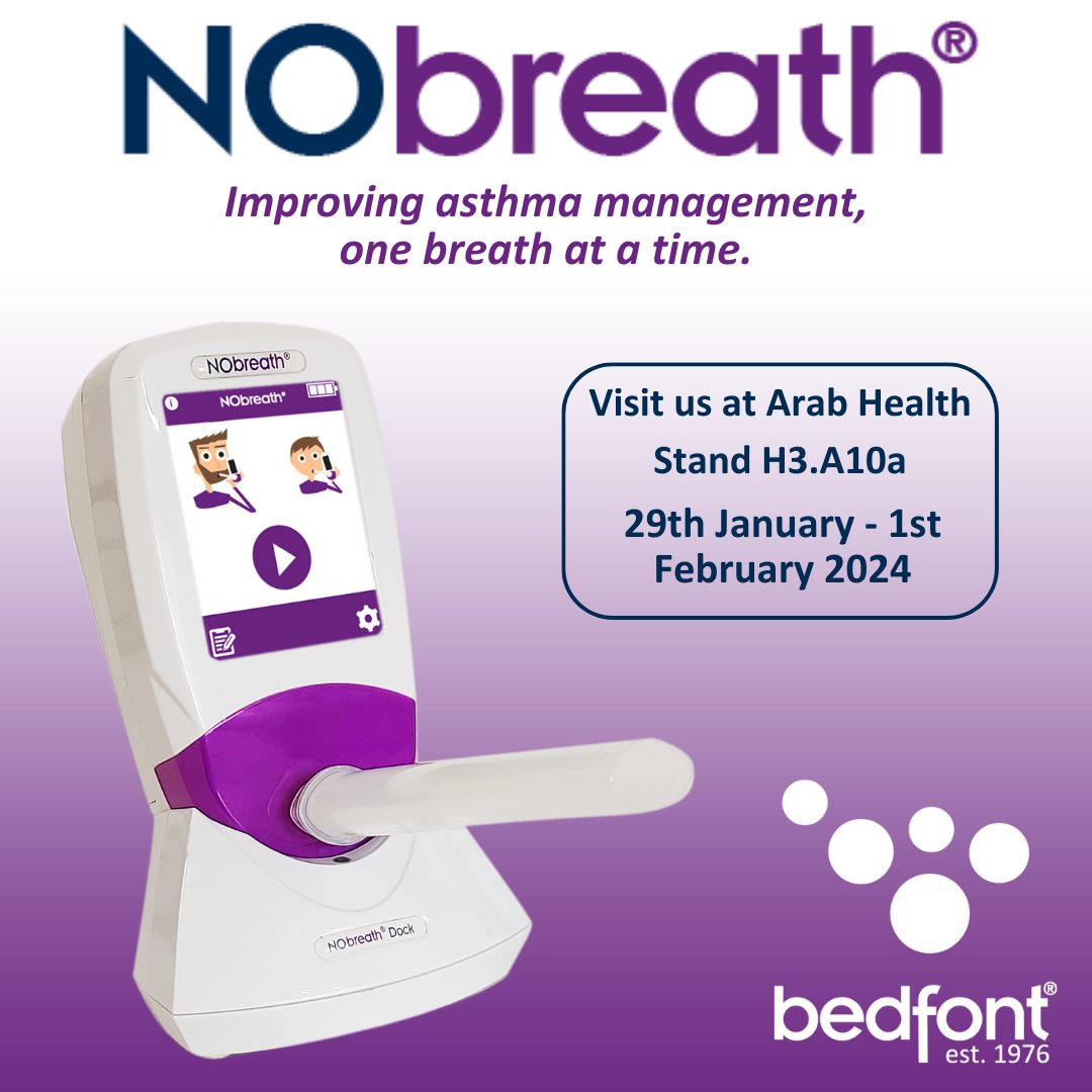 Visit us at Arab Health 2024 to learn about the NObreath, the quick and non-intrusive FeNO breath test that aids healthcare professionals to give accurate diagnoses for asthma.
hubs.ly/Q02jh4JQ0
.
.
#KnowYourFeNO #AsthmaManegment #Asthma #ArabHealth2024#BedfontScientificLtd