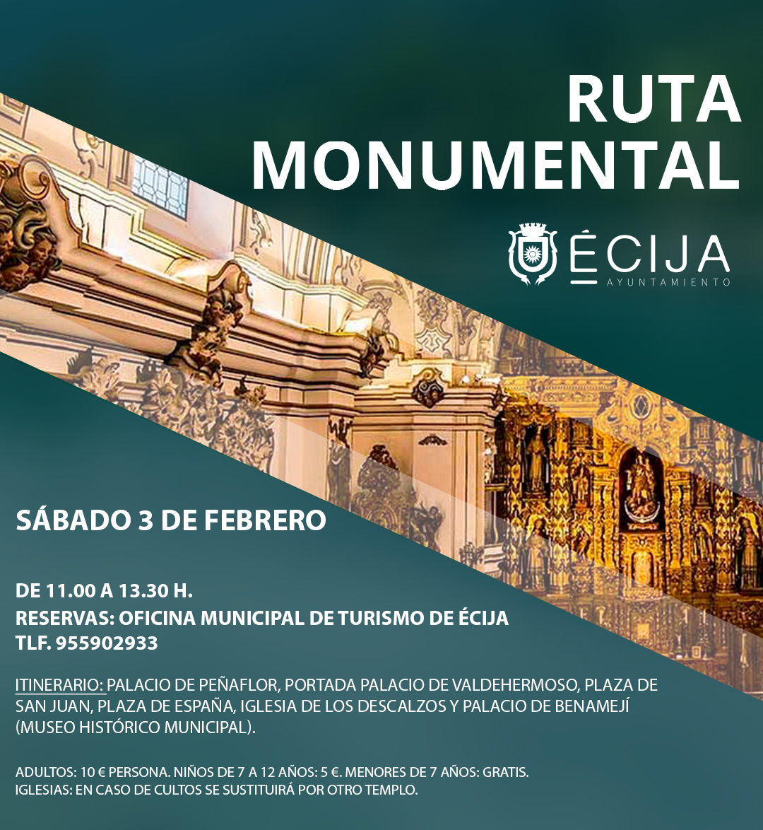¿Te vienes de ruta este fin de semana en #Écija?
Reservas: Tlf. 955902933 -Oficina Municipal de Turismo.