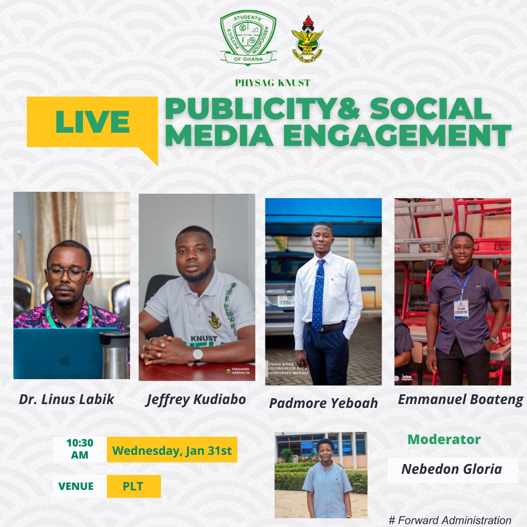 KnustPhysag's tweet photo. #Physagknust engages students in talks about the good use of social media as students. This comes as part of the  Ransford-Sharon led administration's policies. https://t.co/hOFxfPhhK0