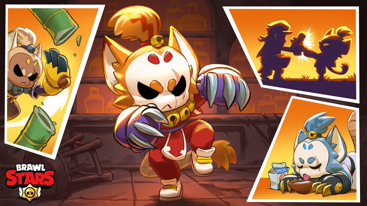 BrawlStars's tweet photo. If you put milk into a bowl, it becomes the bowl 

🫸 Be ready for the #YearOfTheDragon Brawl Pass season - arriving tomorrow with KitBoxer as the reward in the last Tier!
🤜 Larry &amp; Lawrie will also arrive in the Starr Road starting tomorrow!

Be milk, my friend https://t.co/RXqPLhFL6p