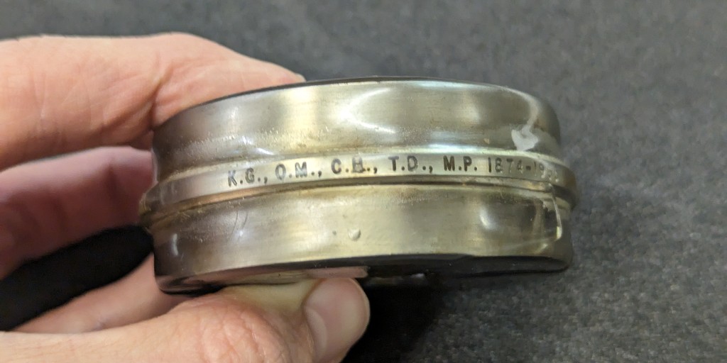 RoyalMintMuseum's tweet photo. As well as obverse and reverse tools we also possess edge tools, shown here relating to the 1965 Churchill crown. It features Churchill's many honours, but the decision was taken to omit an edge inscription, to ensure rapid production of the millions of coins.

#StoreTour #Coins https://t.co/4df1pwF4Dz