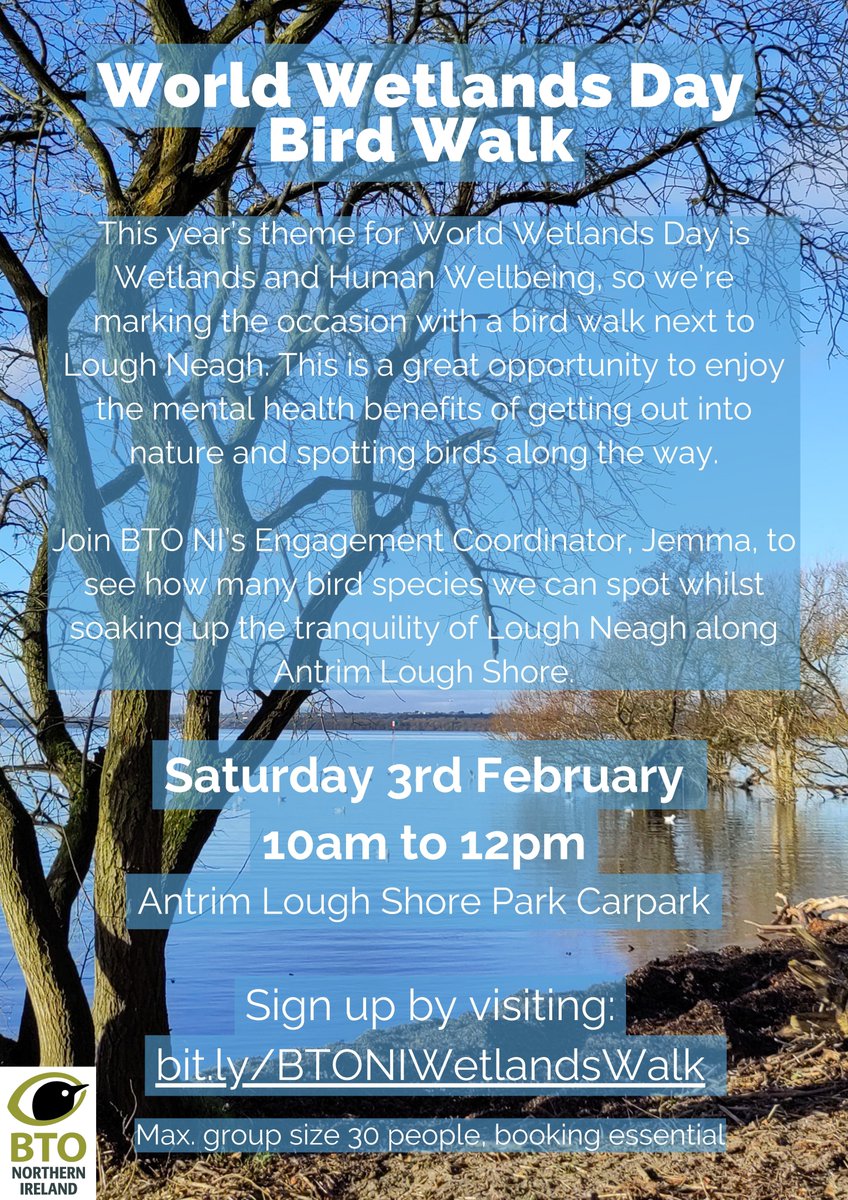 We have a few spots left for this event on Saturday, you can sign up free here: bit.ly/BTONIWetlandsW…