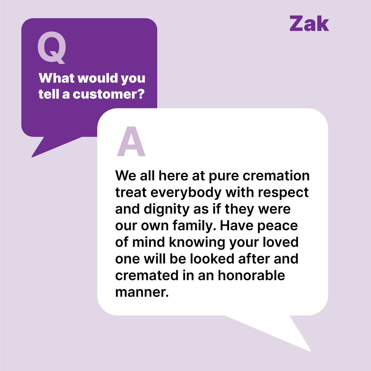Introducing one of the friendly faces behind Pure Cremation's exceptional customer service. Whether you need guidance or have some questions, Zak is just a call away. We caught up with Zak to ask him what it's like working for Pure Cremation and here's what he said.#PureCremation