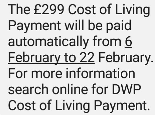 Cost of Living Payment...
6 to 22 February 2024.