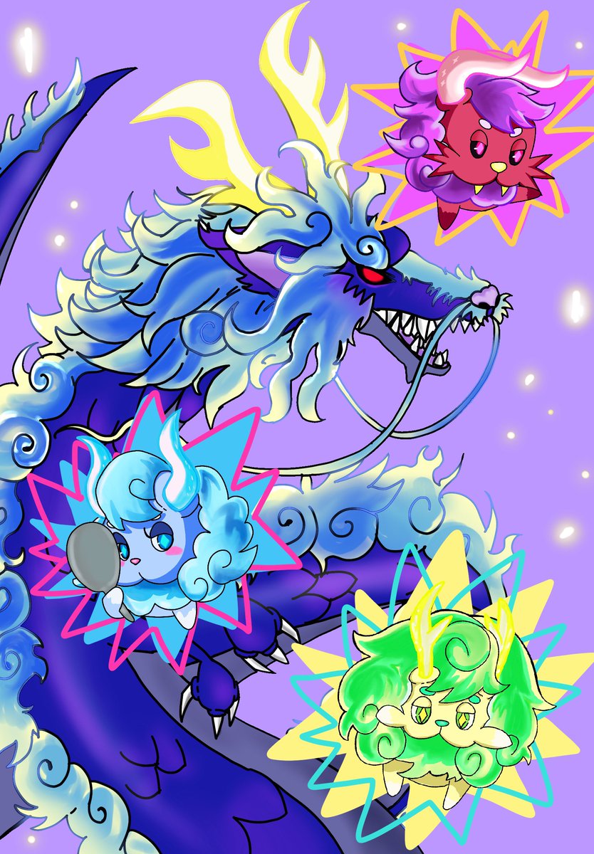 ドラゴン描くの苦手なのと時間が間に合わなさすぎて構図😇という感じ